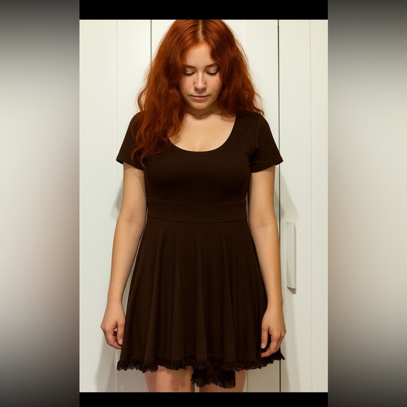 Uncle Frank Brown Dress Fit n Flare Short Sleeve Dress Size Small - Picture 1 of 10